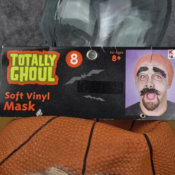 Vintage Halloween Basketball Head Guy Half Mask Vinyl Mustache Seasons for Kmart - Picture 12 of 12